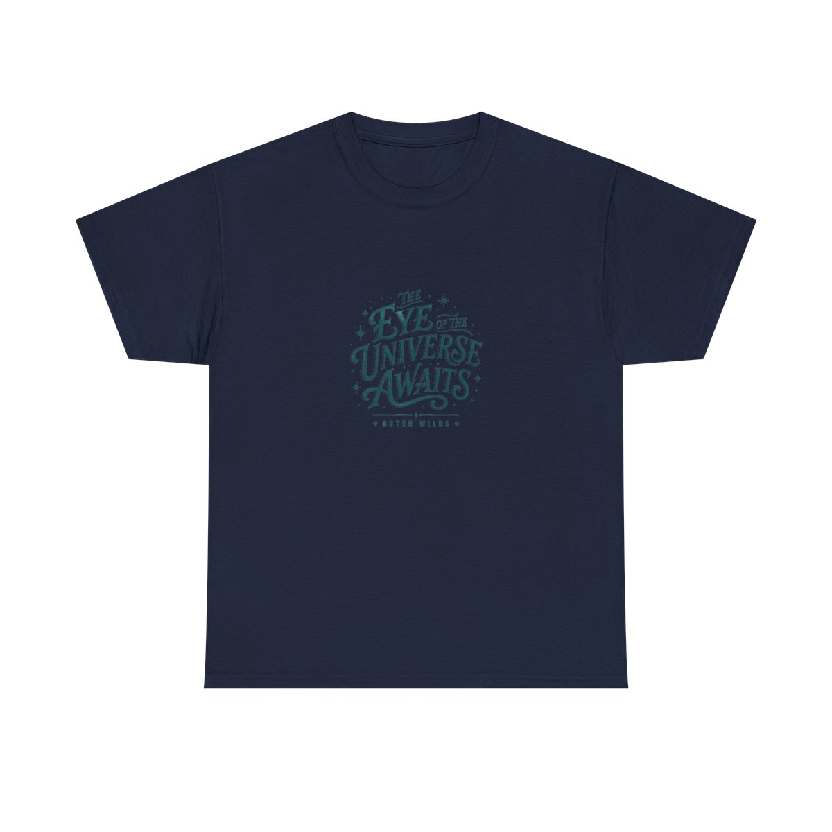 Outer Wilds "THE EYE OF THE UNIVERSE AWAITS" Unisex Tee - alternate angle 5, merchandise