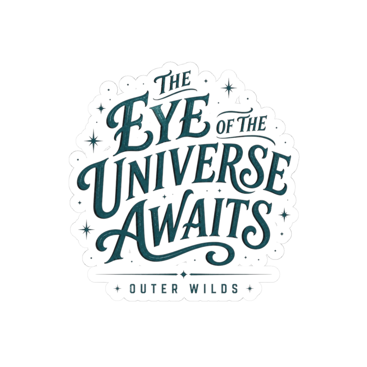 Outer Wilds "THE EYE OF THE UNIVERSE AWAITS" Sticker - alternate angle 1, merchandise