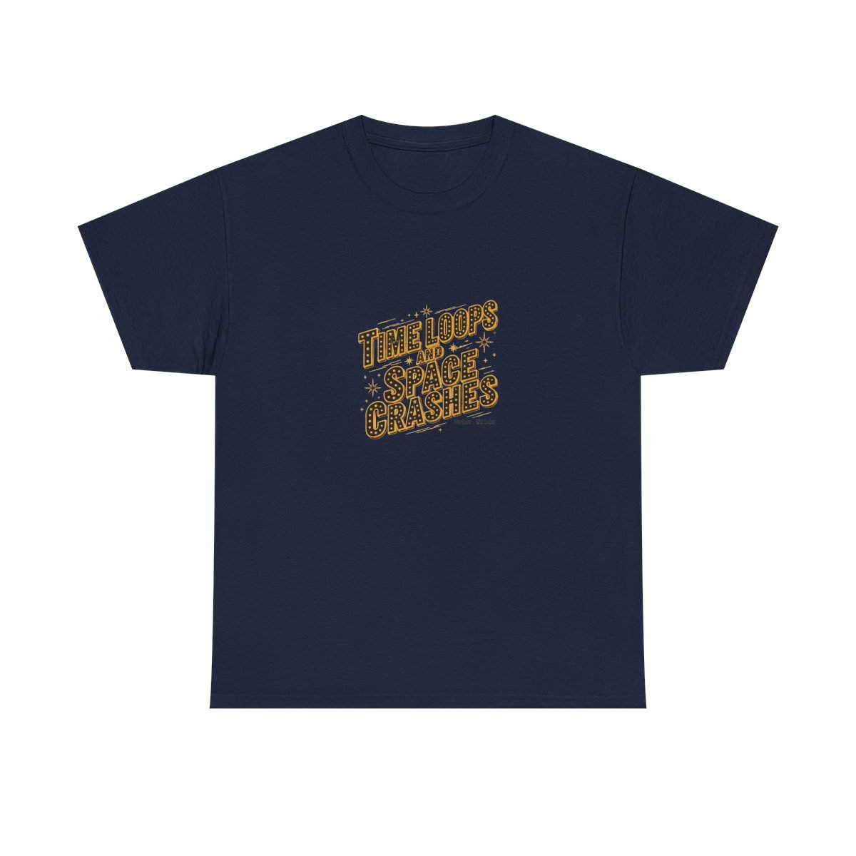 Outer Wilds "TIME LOOPS AND SPACE CRASHES" Unisex Tee - alternate angle 5, merchandise