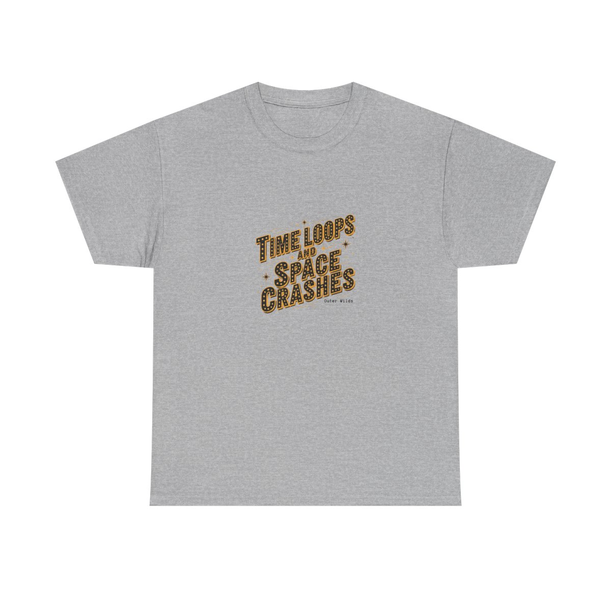 Outer Wilds "TIME LOOPS AND SPACE CRASHES" Unisex Tee - alternate angle 3, merchandise