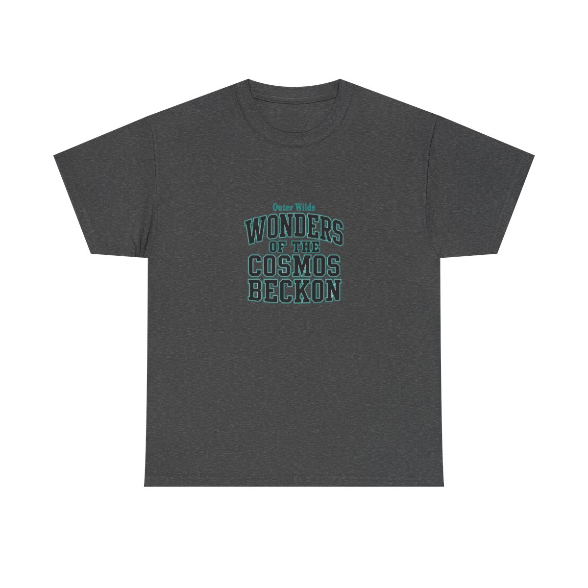 Outer Wilds "WONDERS OF THE COSMOS BECKON" Unisex Tee - alternate angle 5, merchandise